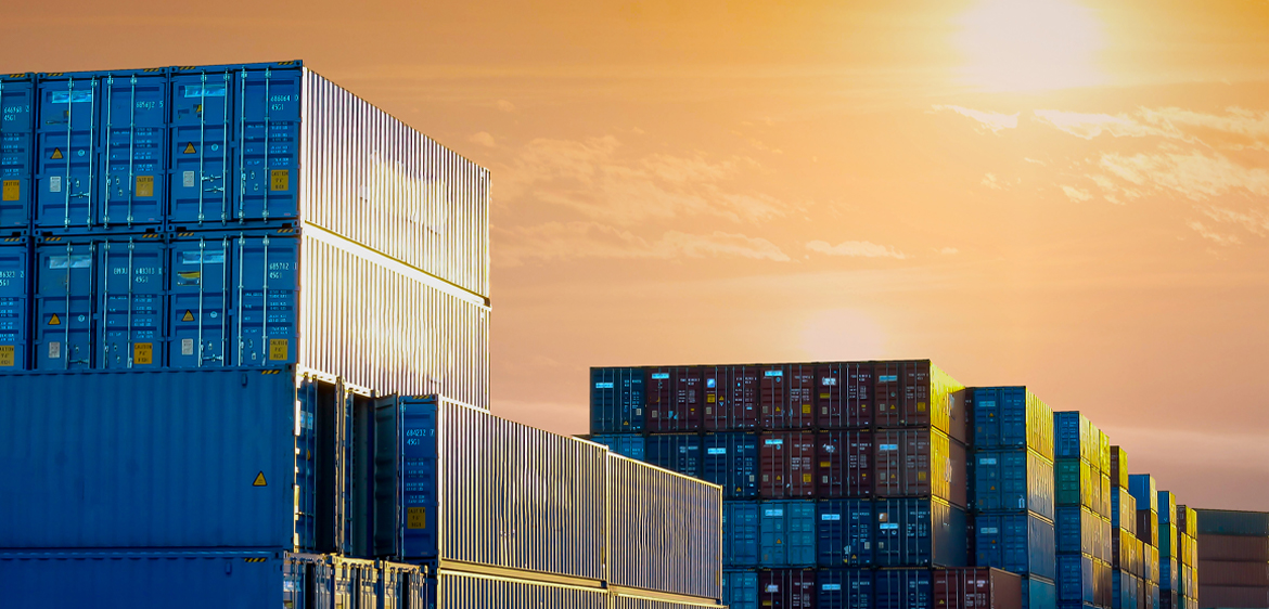 freight containers sunset