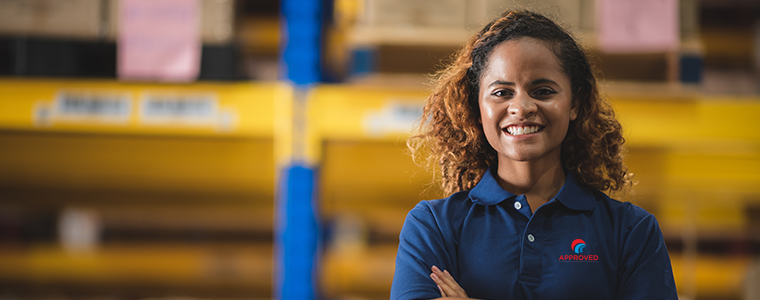 Portrait of African American worker in warehouse
