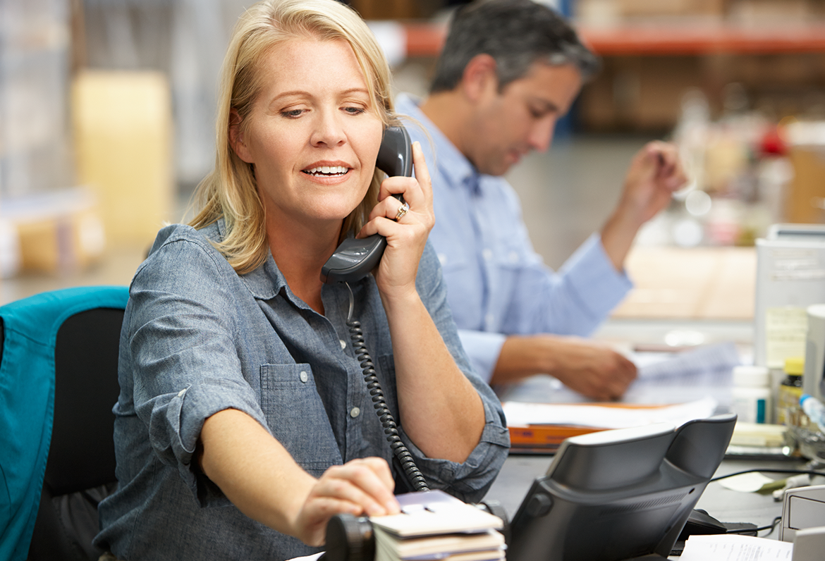 796×705 office woman answer phone