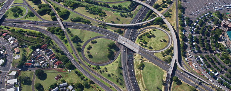 oahu_featured Aerial of Oahu Freeway Interchange - Hawaii